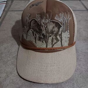 Brown and Cream Deer Print Cap